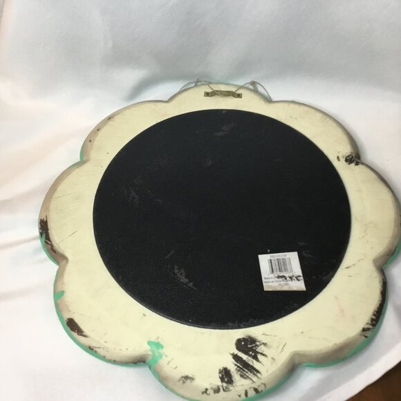 Repurposed Trendy Chalkware/Plaster 14" X 14" Distressed Round Flower Mirror - Picture 4 of 4
